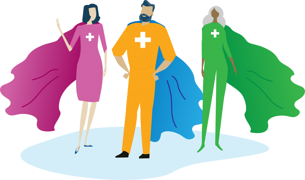 About-Warrior-Centric-Health superheros illustration